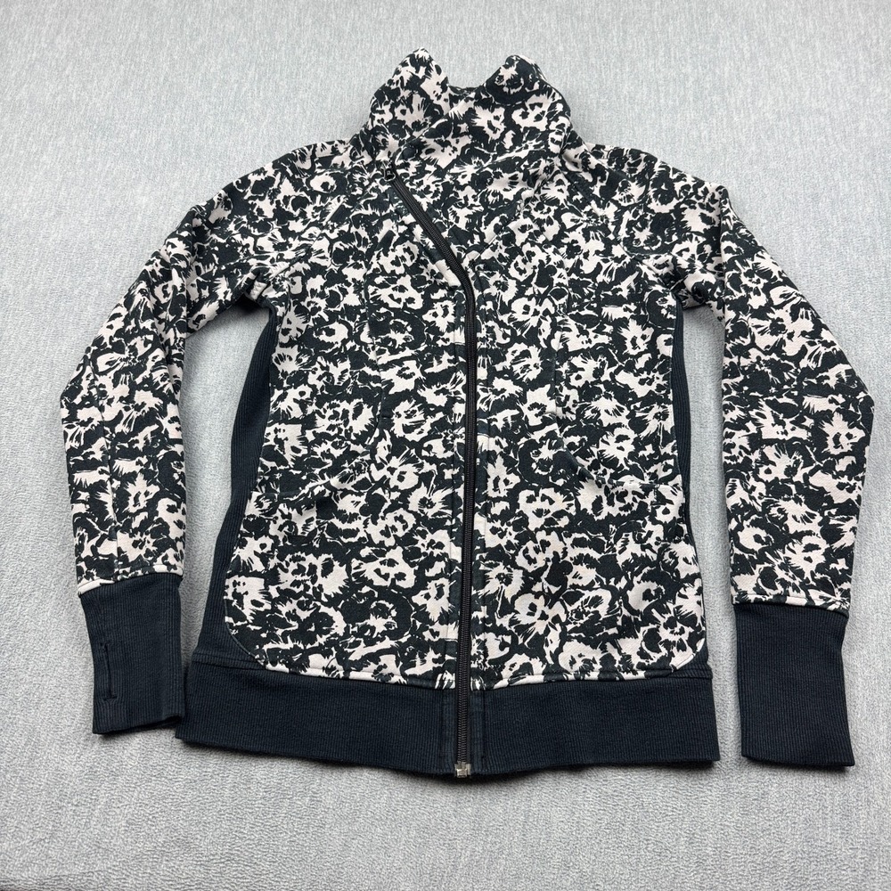 Lululemon Jacket Womens 6 Black Fleur Sombre Cozy Cuddle Up Full Zip Athletic